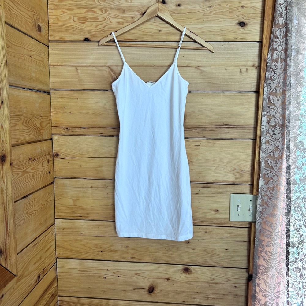 Cami Dress Bodycon Mini Slip Women Extra Small White V Neck Stretch Jersey H&M
